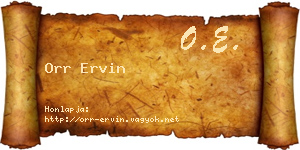 Orr Ervin névjegykártya